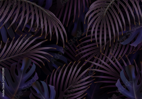 Branch palm realistic. Leaves and branches of palm trees. Tropical leaf background. Green foliage, tropic leaves pattern. vector illustration