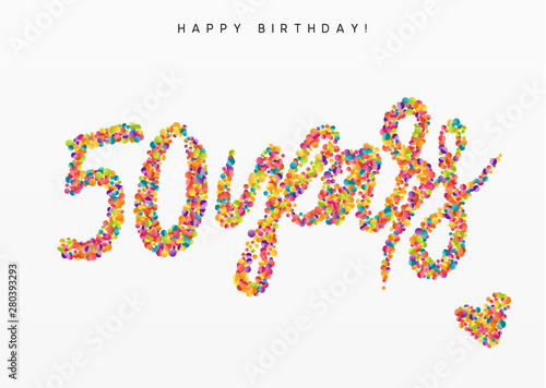 Fifty years, lettering sign from confetti