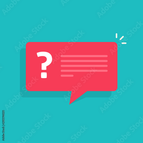 Question mark notice info notification bubble speech vector sign, flat cartoon question or answer message balloon icon or pictogram isolated clipart