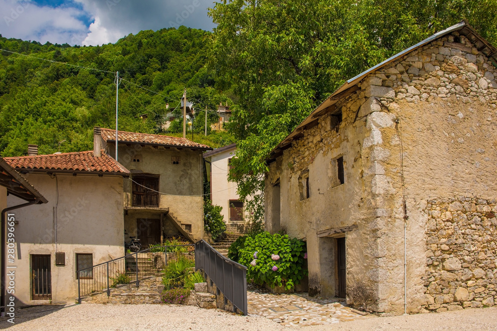 The small historic hill village of Drenchia Inferiore in Friuli-Venezia Giulia, north east Italy
