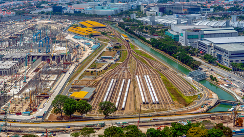 Photography Bird view of  Singapore MRT Depot