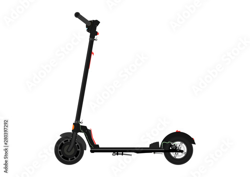 Electric scooter. Modern kick scooter on a white background.Side view. Flat vector.