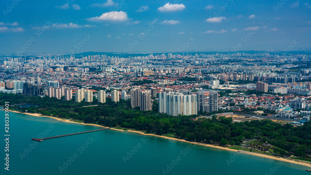 Fototapeta premium Aerial view of Bedok area in Singapore