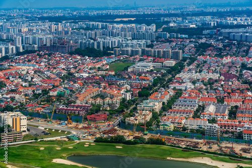 Photography Aerial view of Bedok area in Singapore