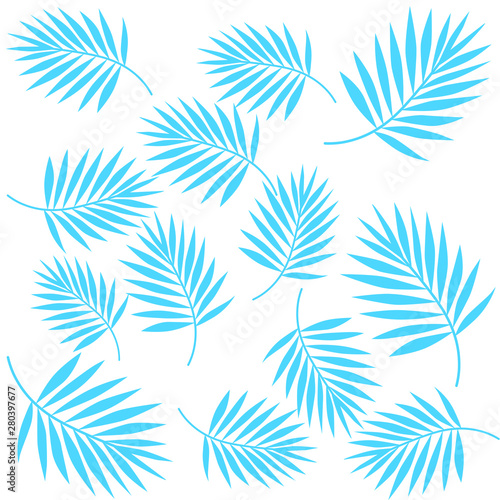 Exotic palm leaves vector pattern illustration