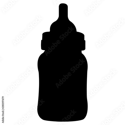 Baby with Bottle Vector Silhouette