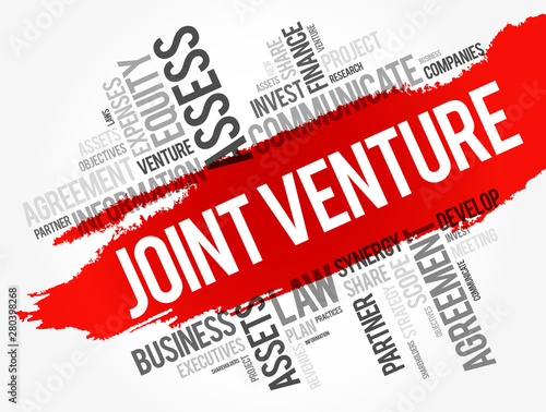 Joint Venture word cloud collage, business concept background