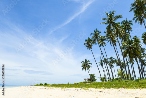 Beautiful scene of white beach and junle on Pulau Sibuan island,  Semporna, Sabah, Malaysia photo