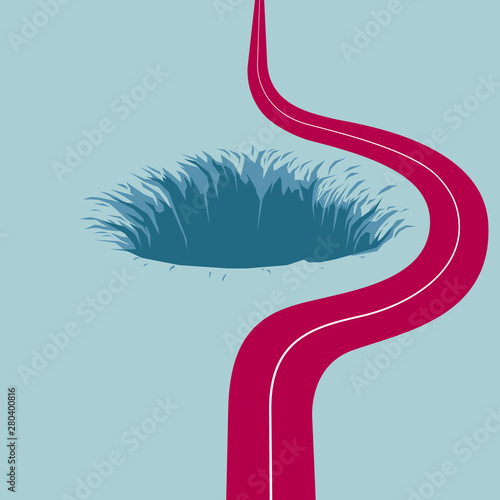 The road to bypass the trap. Isolated on blue background.