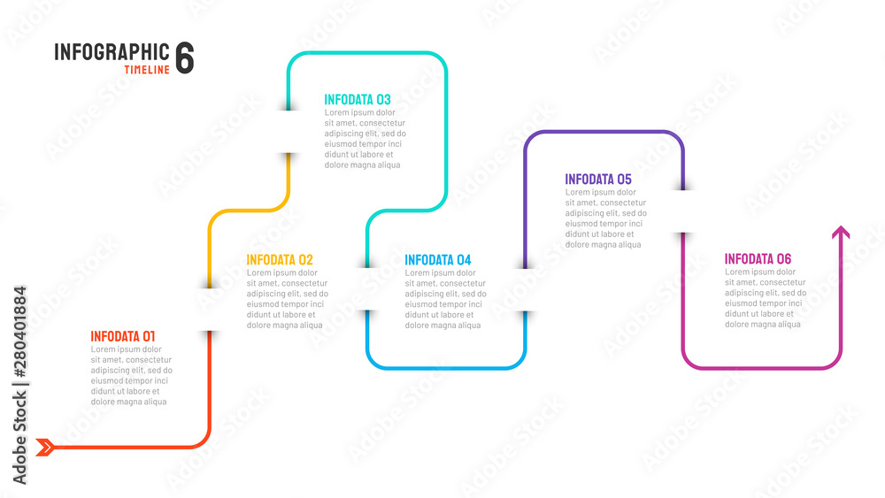 Timeline infographic thin line design label with arrow. Business concept with 6 options, steps. Vector illustration. Timeline infographic thin line design label with arrow. Business concept with 6 options, steps. Vector illustration.