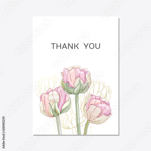 Elegant floral invite set modern card in tulips