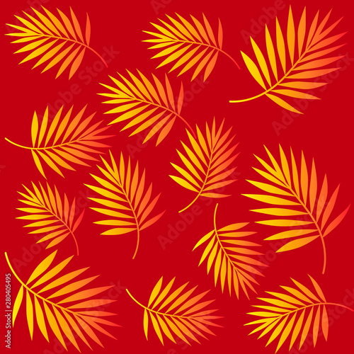 Exotic palm leaves vector pattern illustration