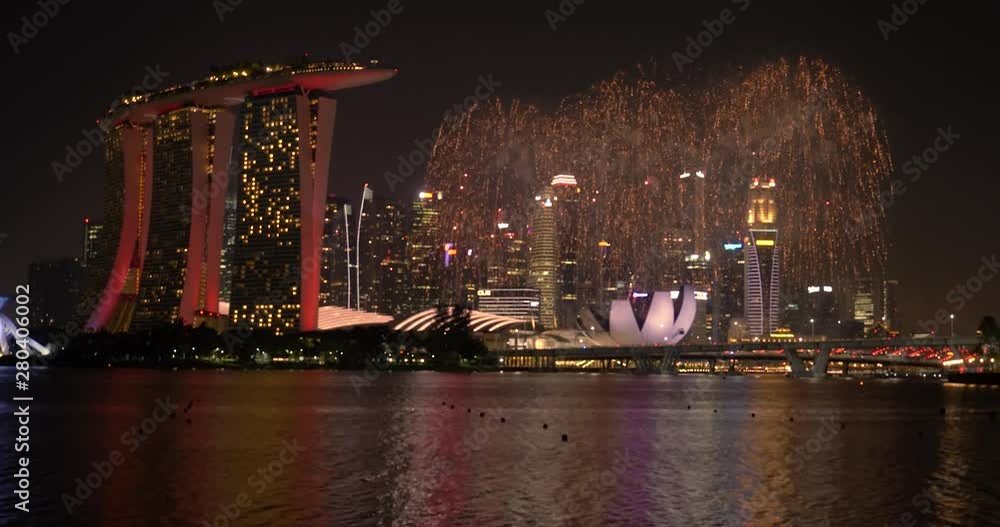 custom made wallpaper toronto digitalFirework display in Singapore during National day celebration, 4K clip