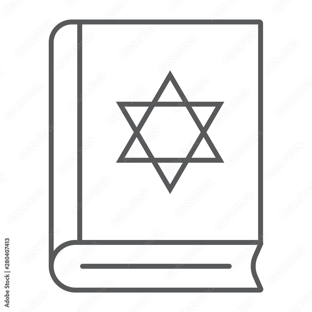 Torah book thin line icon, israel and religion, jewish book sign, vector graphics, a linear pattern on a white background. Torah book thin line icon, israel and religion, jewish book sign, vector graphics, a linear pattern on a white background.