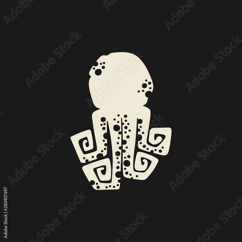 Octopus. Isolated vector pattern. Black background. 