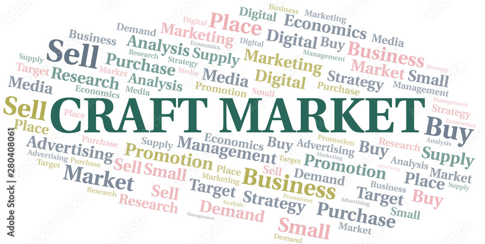 Craft Market word cloud. Vector made with text only.