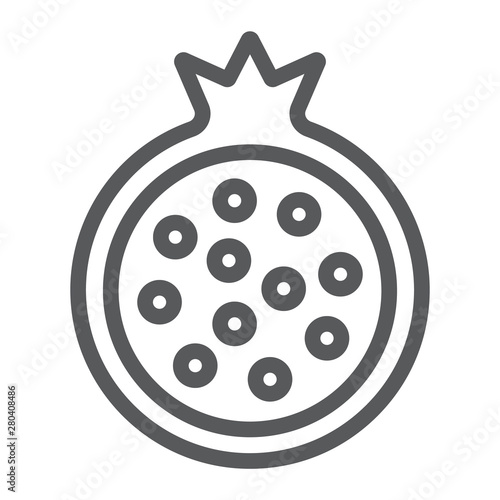 Pomegranate line icon, food and fruit, garnet sign, vector graphics, a linear pattern on a white background.
