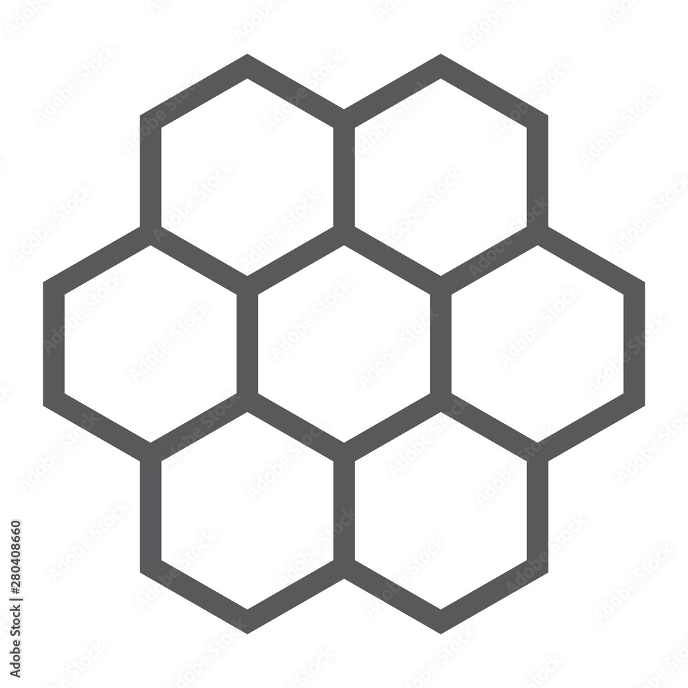 Honeycomb line icon, food and honey, hexagon sign, vector graphics, a linear pattern on a white background. Honeycomb line icon, food and honey, hexagon sign, vector graphics, a linear pattern on a white background.