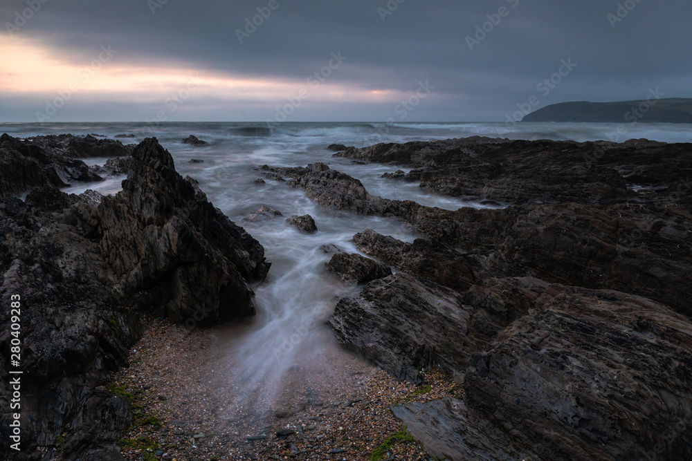 Croyde Beach, Devon seascape at sunset Croyde Beach, Devon seascape at sunset