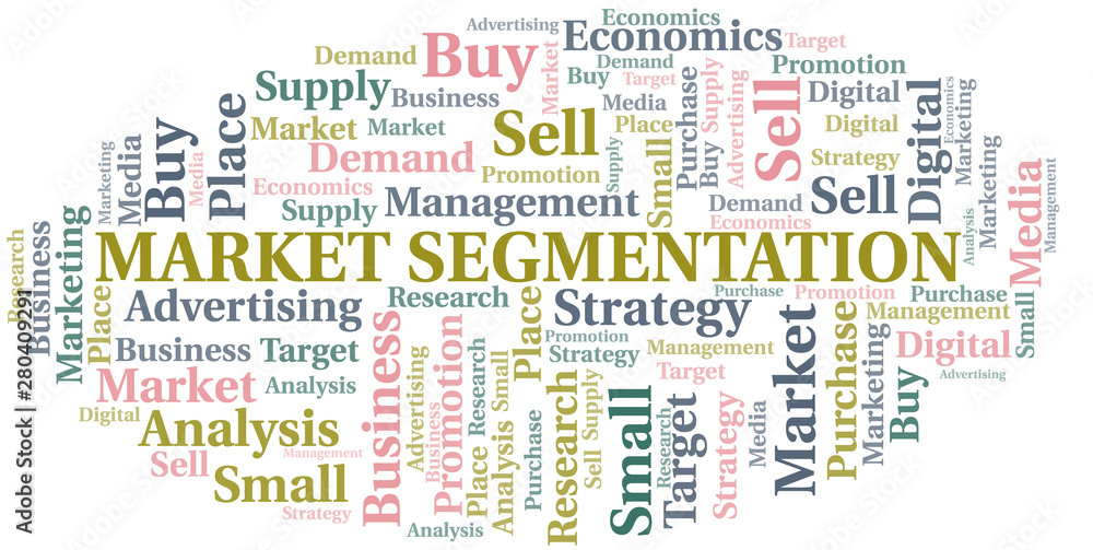 Market Segmentation word cloud. Vector made with text only.
