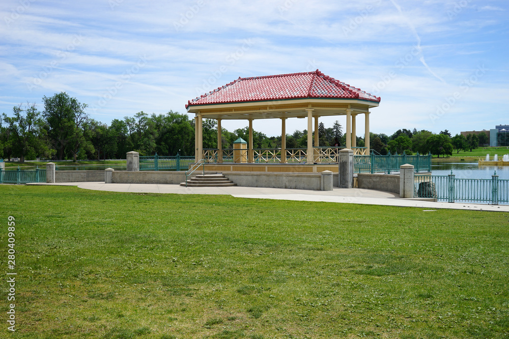 covered pavillion by Ferril Lake