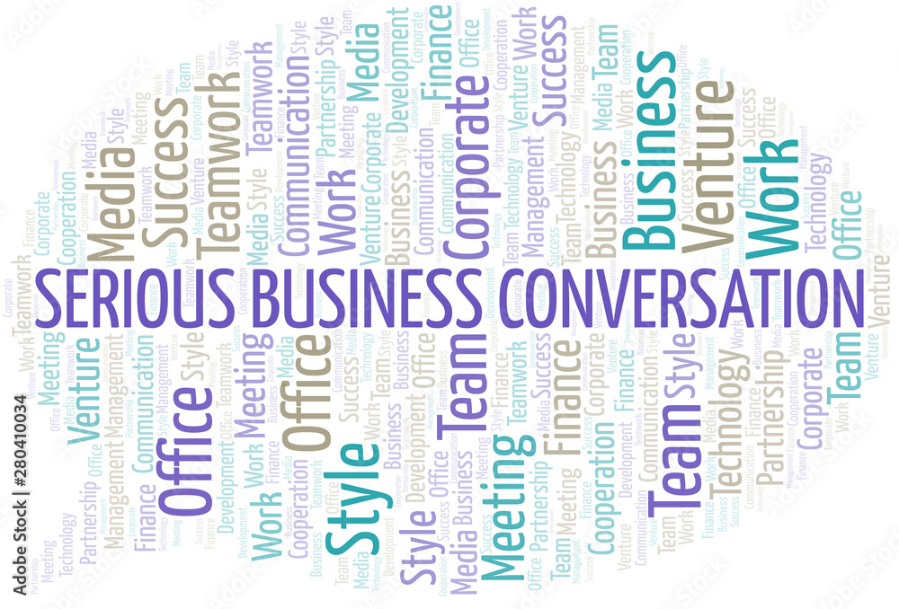 Fototapeta premium Serious Business Conversation word cloud. Collage made with text only.