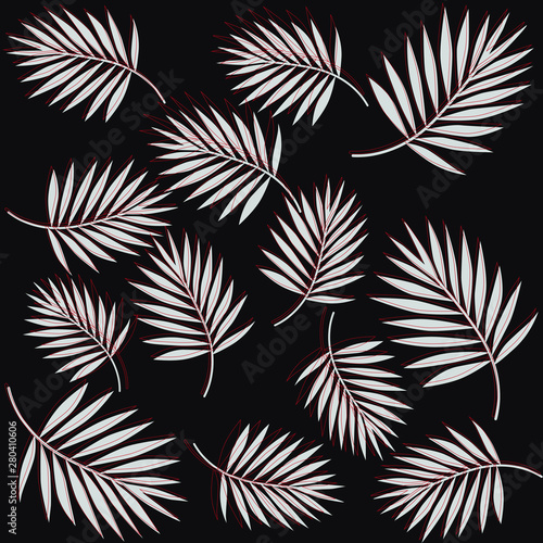 Exotic palm leaves vector pattern illustration