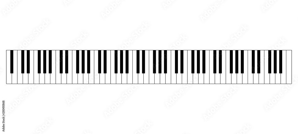Besugo Sin sentido giratorio Grand piano keyboard layout with 88 keys. 52 white and 36 black keys, 7  full octaves.