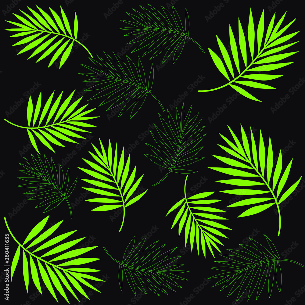 Exotic palm leaves vector pattern  illustration