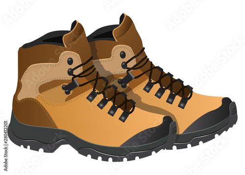 Hiking shoes, boots, isolated on white