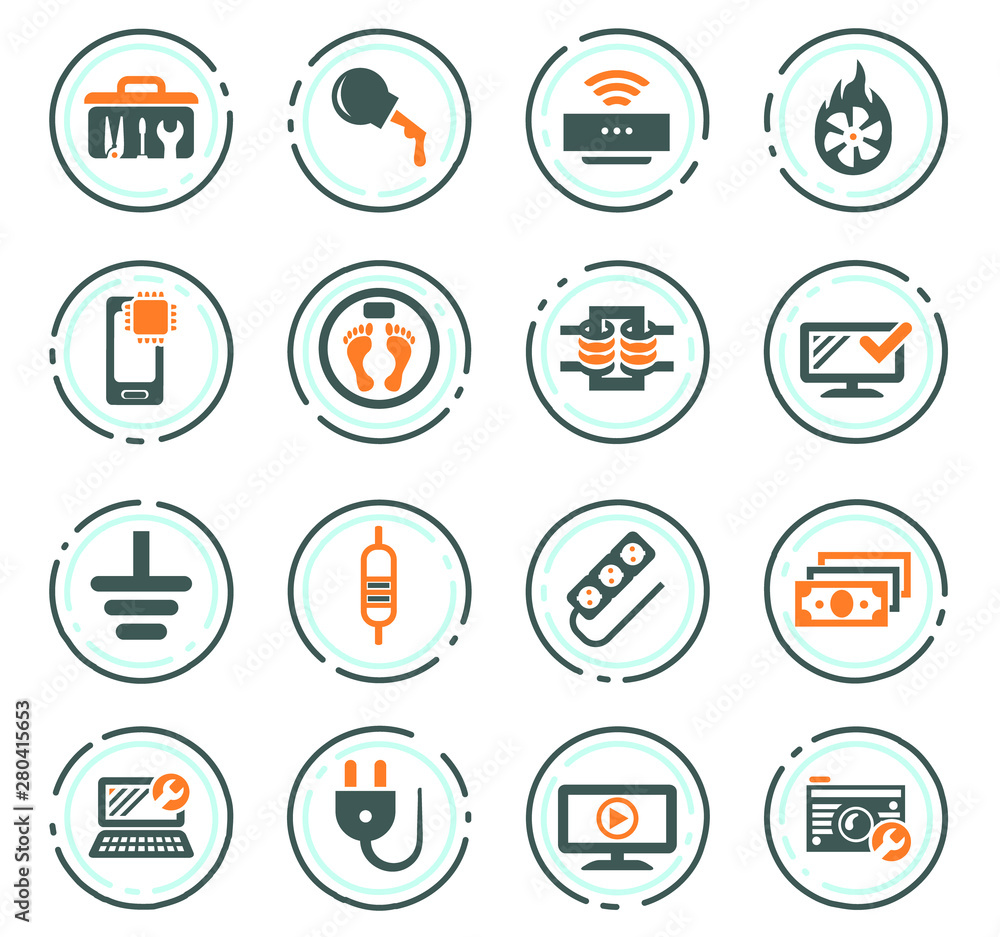 Electronic repair icons set Electronic repair icons set