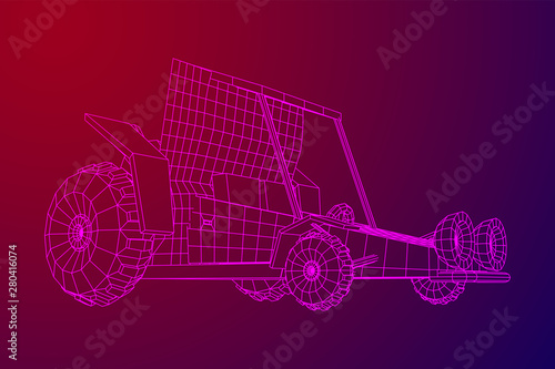 Off road dune buggy car. Terrain vehicle. Outdoor car racing, extreme sport oncept. Wireframe low poly mesh vector illustration
