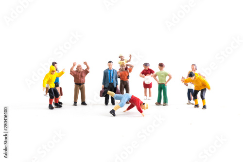 Break dancing in front of a crowd, Miniature People