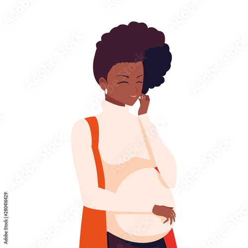pregnant woman touching her belly