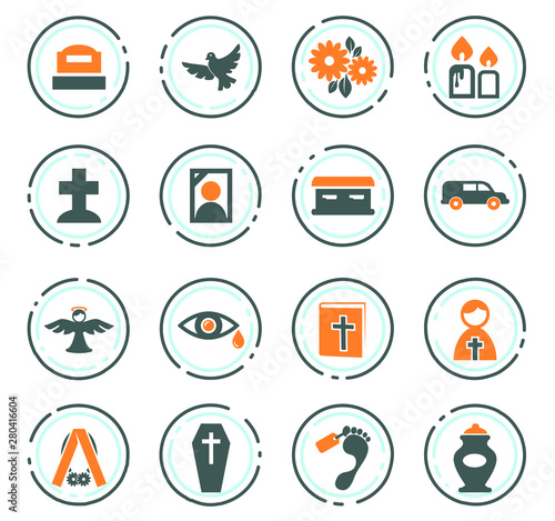 Funeral service icons set