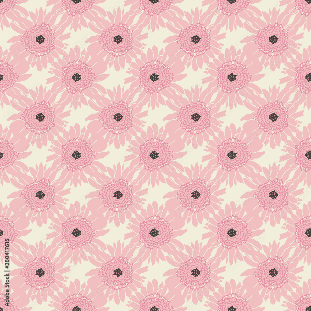 Pink seamless floral texture pattern print background design - Vector