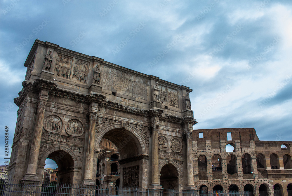 Arch of Constantine and Coloseum in rome