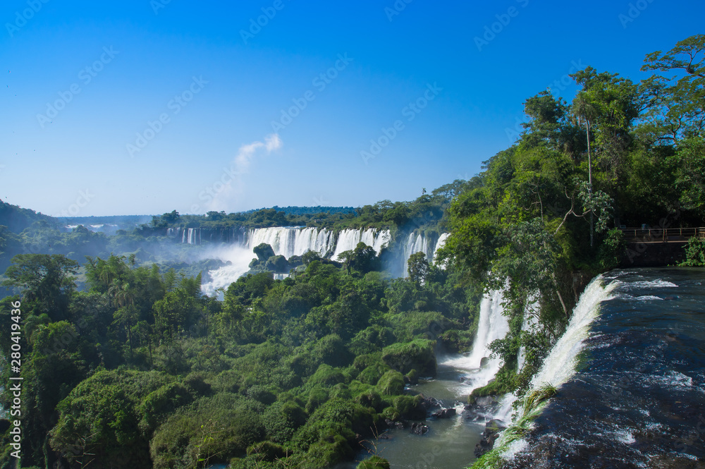 Fototapeta premium Aerial view of Iguazu Falls from the helicopter ride, one of the Seven Natural Wonders of the World , Brazil
