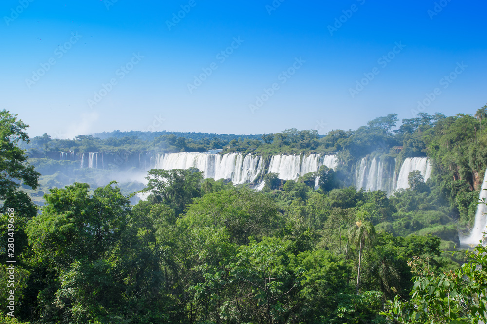 Aerial view of Iguazu Falls from the helicopter ride, one of the Seven Natural Wonders of the World , Brazil Aerial view of Iguazu Falls from the helicopter ride, one of the Seven Natural Wonders of the World , Brazil