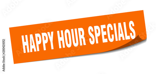 happy hour specials sticker. happy hour specials square isolated sign. happy hour specials