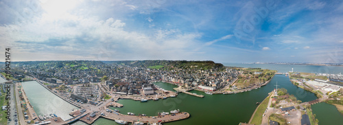 Photography Panoramic drone view of the city of Honfleur in Normandy France
