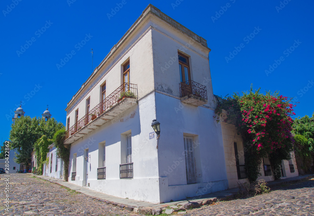 The streets of Colonia del Sacramento, a city in southwestern Uruguay .