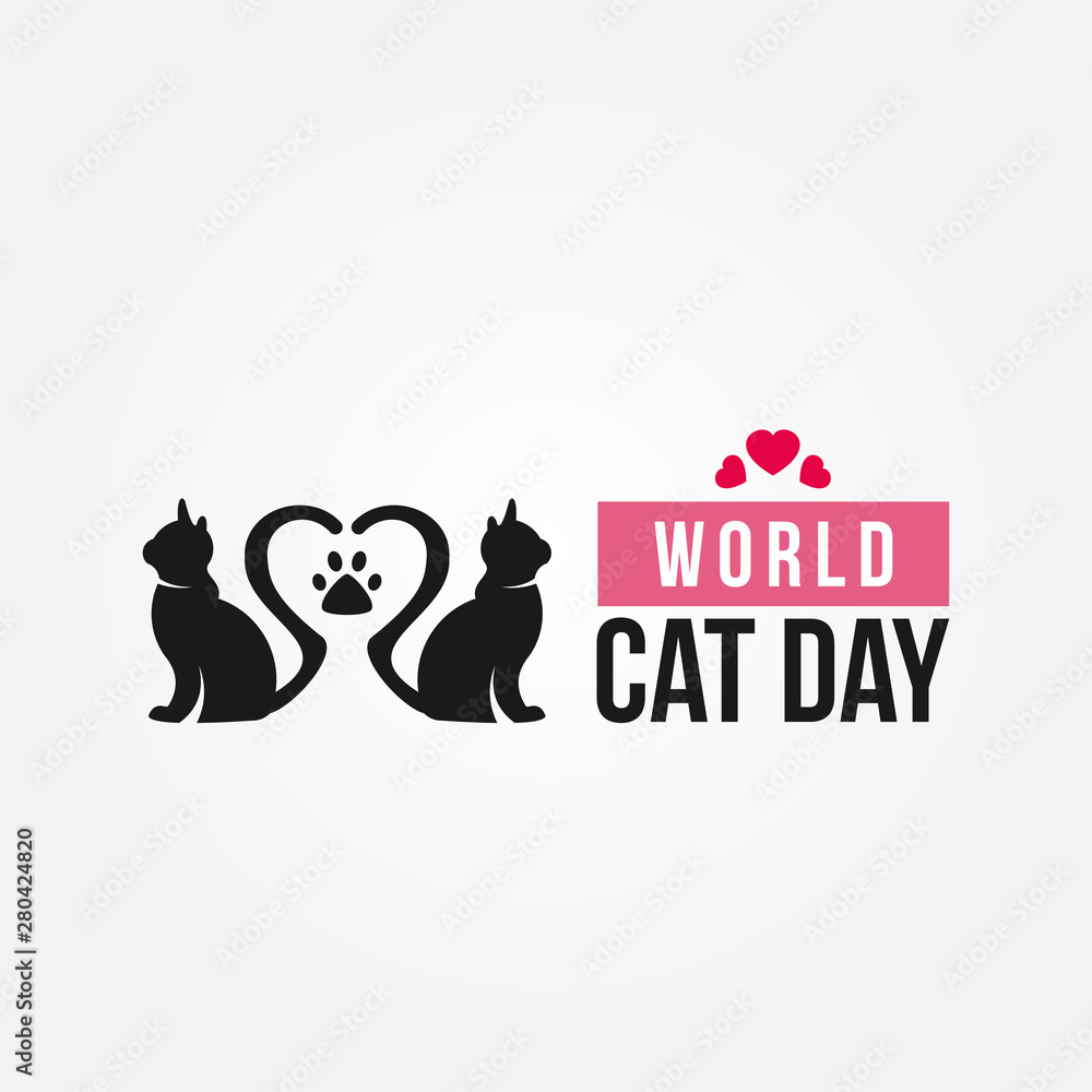 World Cat Day Vector Logo Design