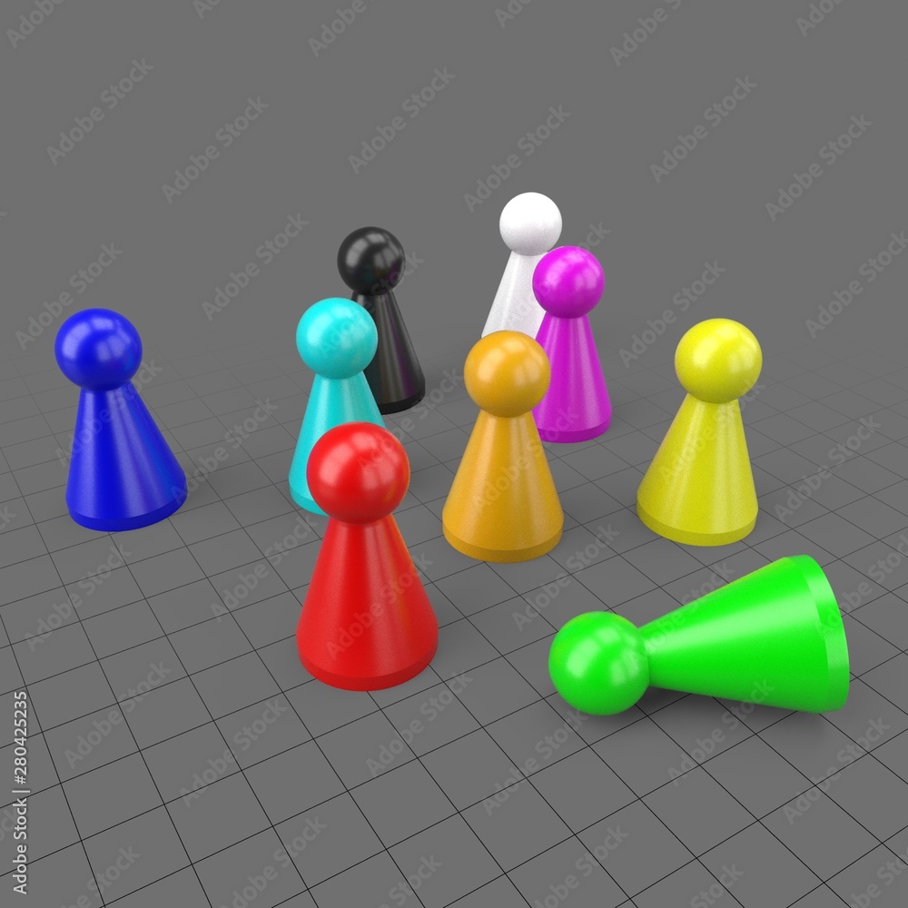 Board game pawns set Stock 3D asset