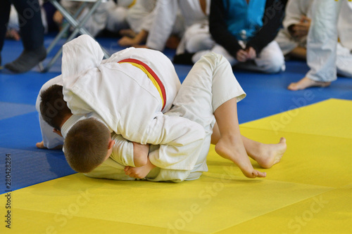 Boys compete in Judo