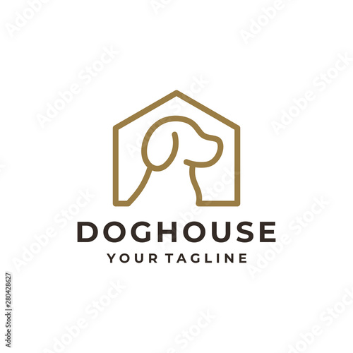 Dog house logo and icon design vector.