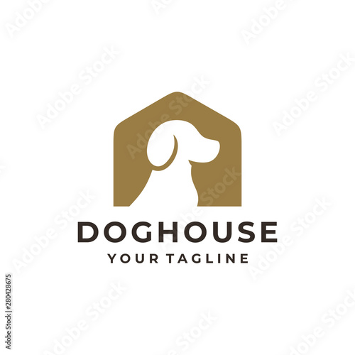Dog house logo and icon design vector.