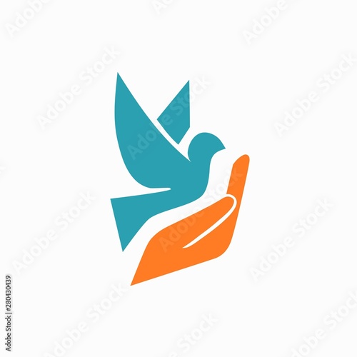 Dove and hand icon