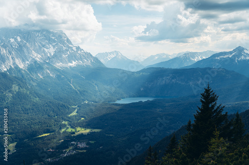 Mountain view of Eibsee lake photo