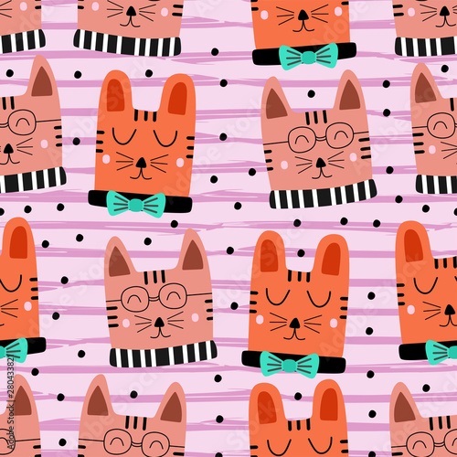Cute cat pattern drawing co...